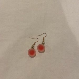 gold & red aura hanging earrings